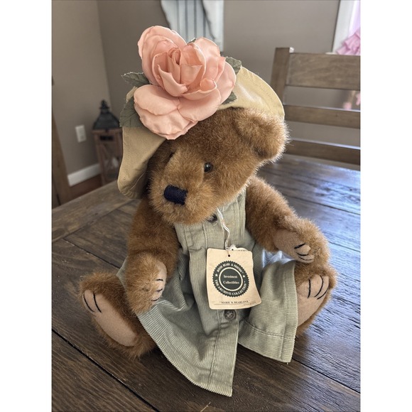 Boyds Bears Other - NWT Boyds Bears Marie B. Bearlove Brown Plush Stuffed 15" Animal Green Corduroy